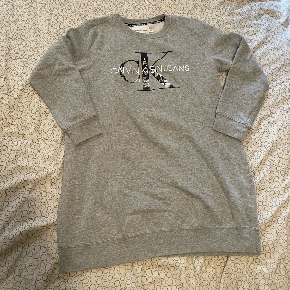 Grey Calvin Klein Crew Dress